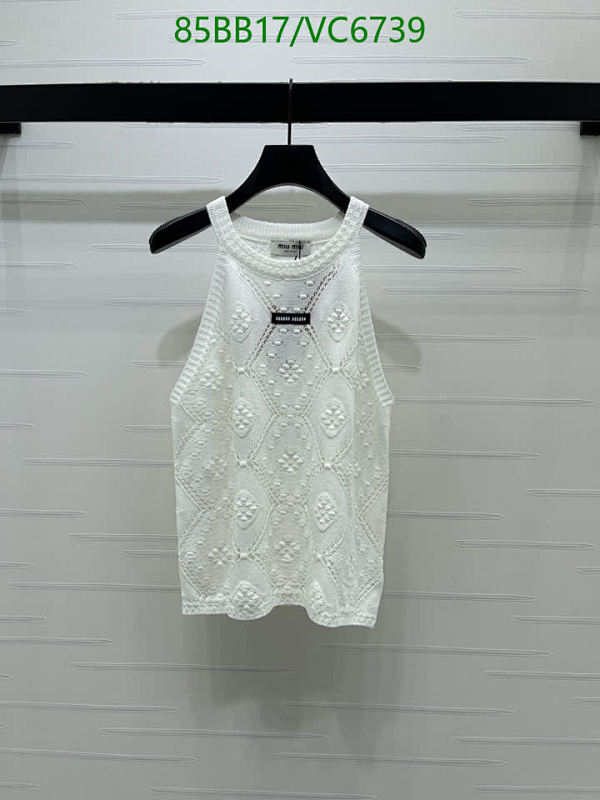 Miu Miu Women's White Knitted Sleeveless Tank Top with Embroidered Design