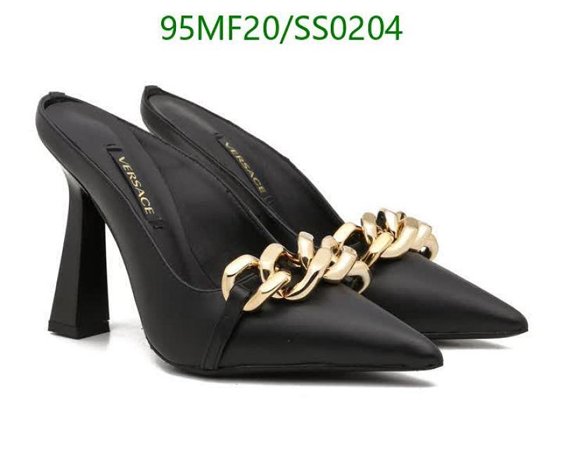 Versace Women's Black Leather Mules with Gold Chain Detail