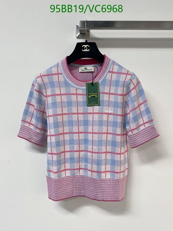 Vivienne Westwood Knitted Plaid Short Sleeve Top - Elegant Checkered Design