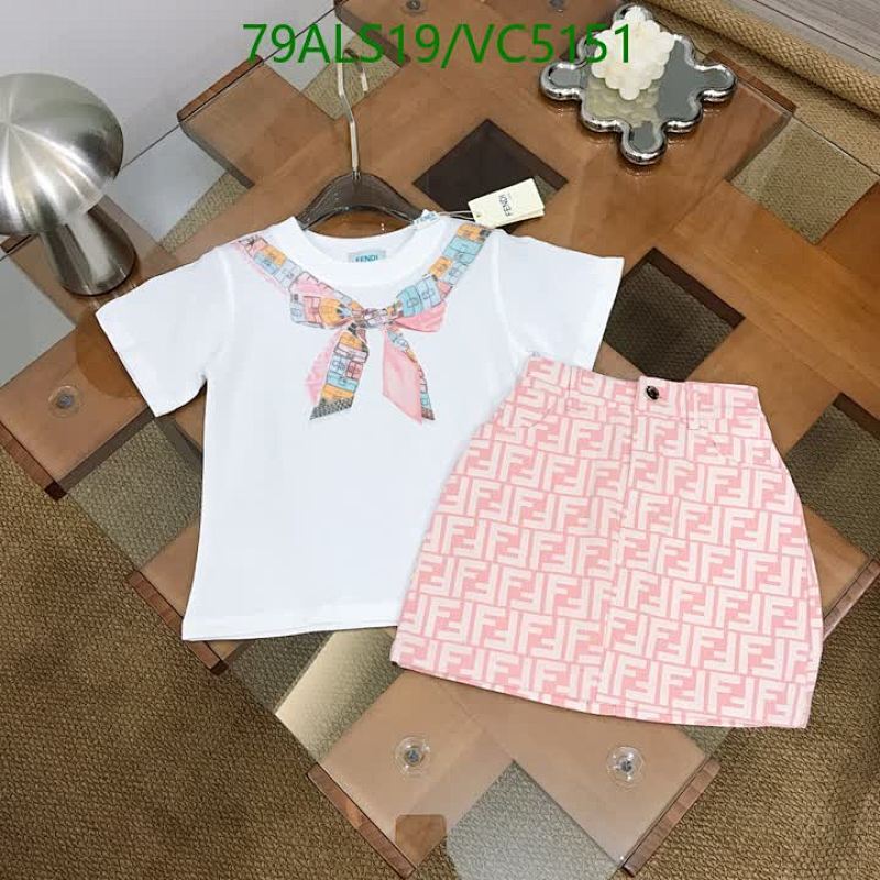 Fendi Kids' Charming Cotton T-Shirt & Denim Skirt Set - Stylish & Comfortable