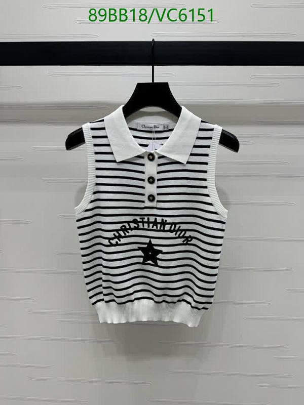 Dior Knitted Sleeveless Top - Striped Polo Shirt with Christian Dior Logo