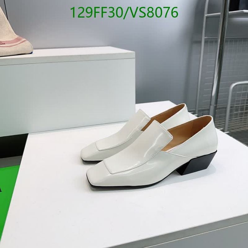 Women's White Leather Square Toe Block Heel Loafers