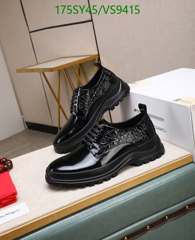 Salvatore Ferragamo Men's Black Leather Derby Shoes