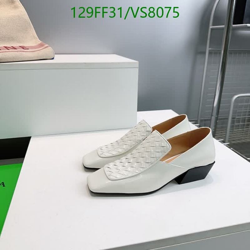 BV Women's White Leather Woven Loafer Shoes - 4.5cm Heel