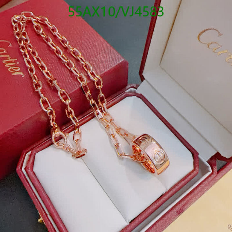 Cartier Rose Gold-Tone Link Chain Necklace with Engraved Ring Pendant