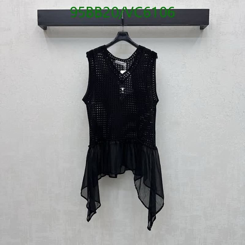 Diorr Women's Knitted Cotton Sleeveless Mesh Top with Chiffon Hem