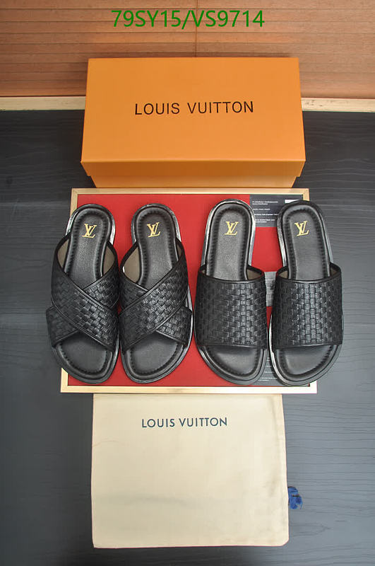 Louis Vuitton Men's Black Woven Leather Slides - EU 38-45
