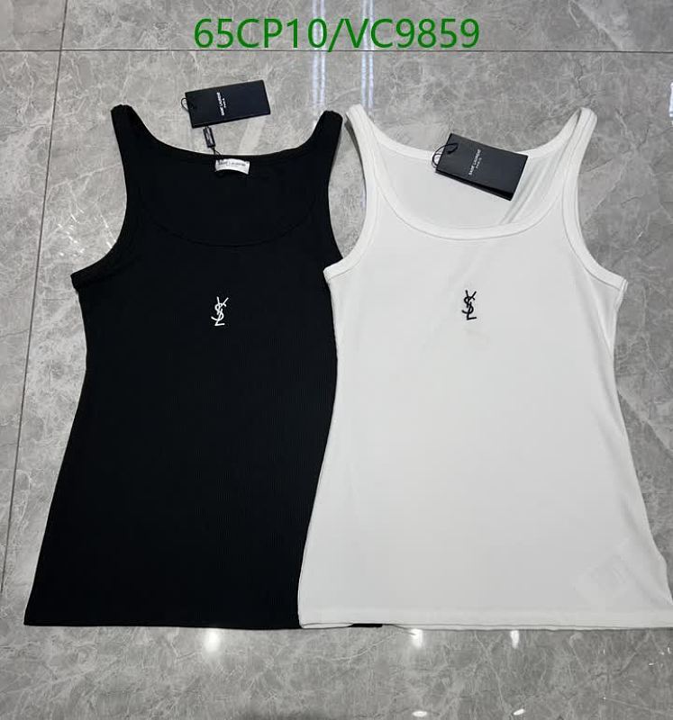 Yves Saint Laurent Ribbed Tank Top - Classic Monogram Logo Design