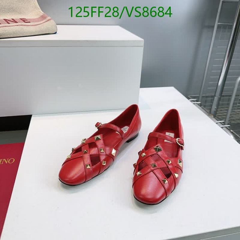Valentino Women's Red Sheepskin Leather Studded Ballet Flats - EU 35-40