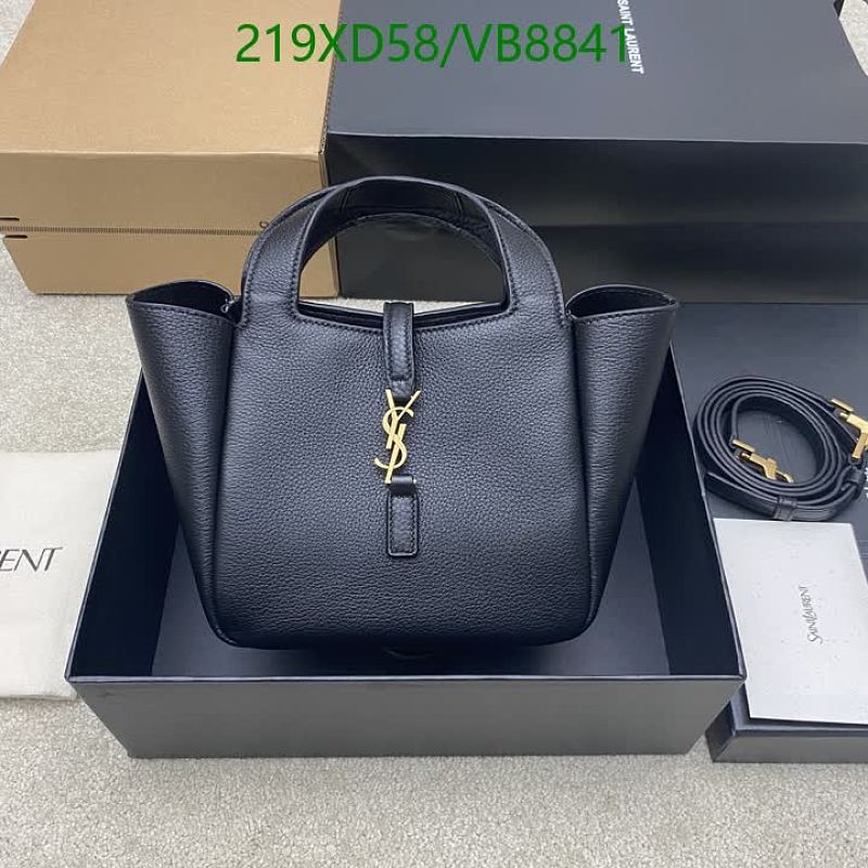 Yves Saint Laurent Black Leather Monogram Tote Bag