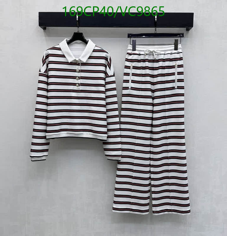 Chanel Striped Knit Polo Shirt and Wide-Leg Pants Set