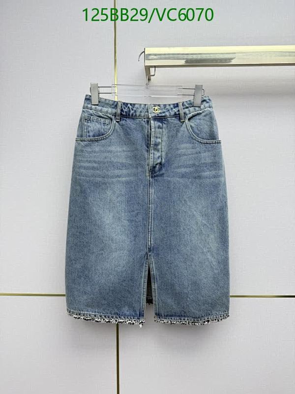 Chanel Denim Midi Skirt with Front Slit - Effortless Chic for Every Season