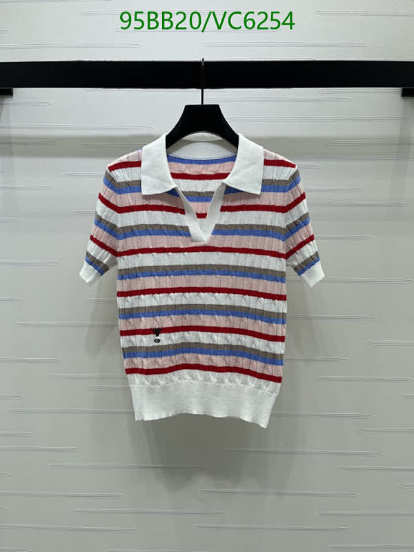 Dior Knitted Wool Polo Shirt for Women - Stylish Striped Short Sleeve Top