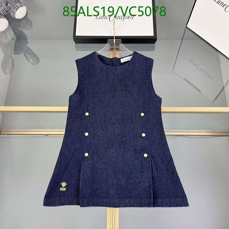 Dior Kids' Sleeveless Denim Dress with Gold-Tone Button Details