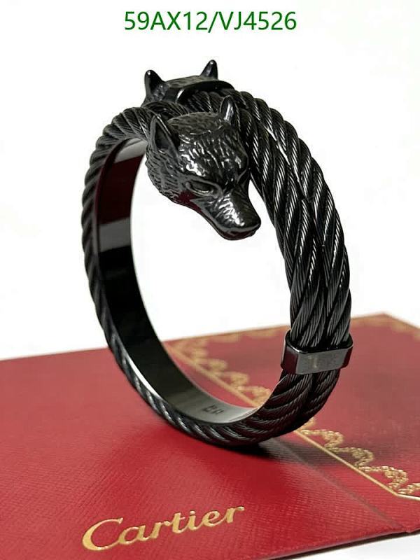 Cartier-Inspired Wolf Head Cable Bracelet - Black Plated Stainless Steel Jewelry