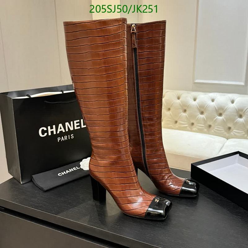 Chanel Women's Alligator Embossed Leather Boots - Chic Knee-High Style