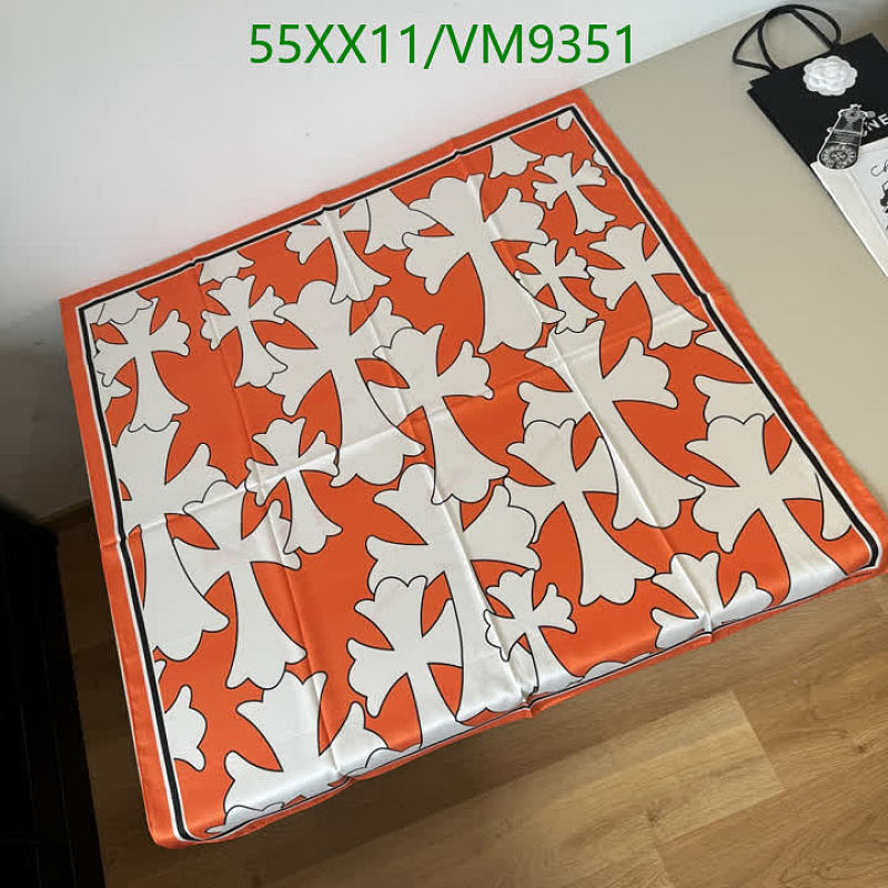 Chrome Hearts Real Silk Scarf 90x90cm - Orange Cross Pattern
