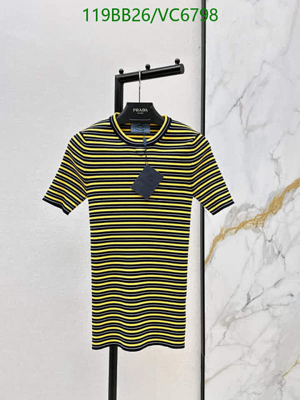 Prada Women's Striped Knitted Short Sleeve Top - Stylish & Comfortable