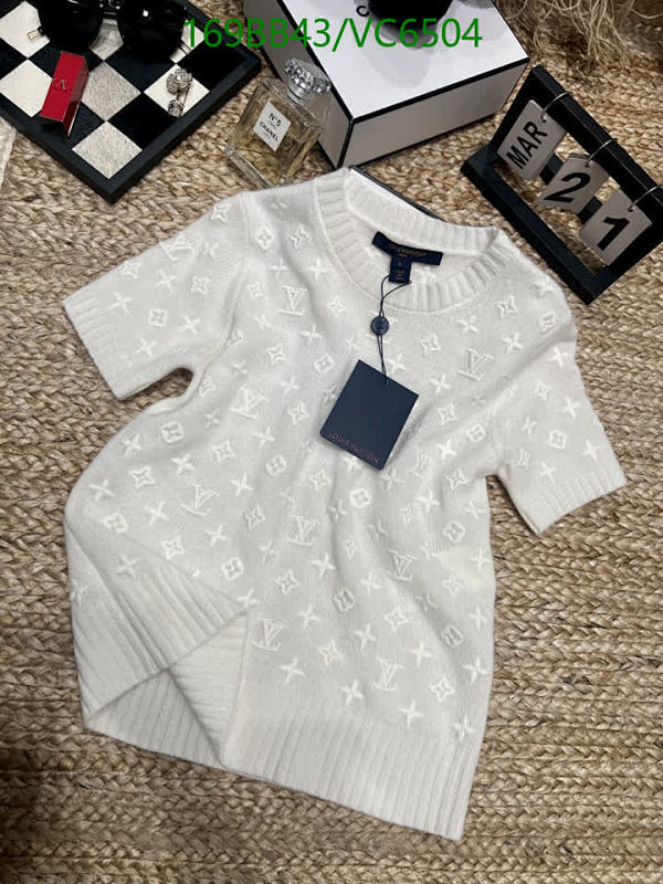 Louis Vuitton White Knitted Short Sleeve Sweater with Monogram Pattern