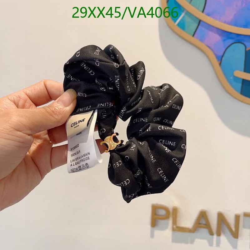 Celine Paris Silk Hair Scrunchie with Triomphe Logo Charm - Elegant Headband