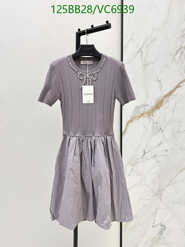 Valentino Women's Ribbed Knit Mini Dress with Embellished Bow Detail