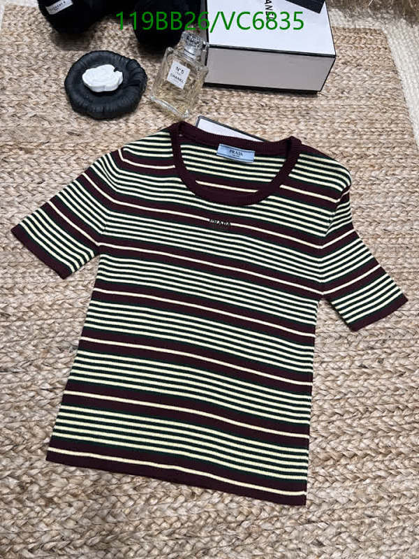 Prada Striped Knitted Crew Neck T-Shirt for Women - Short Sleeve Top