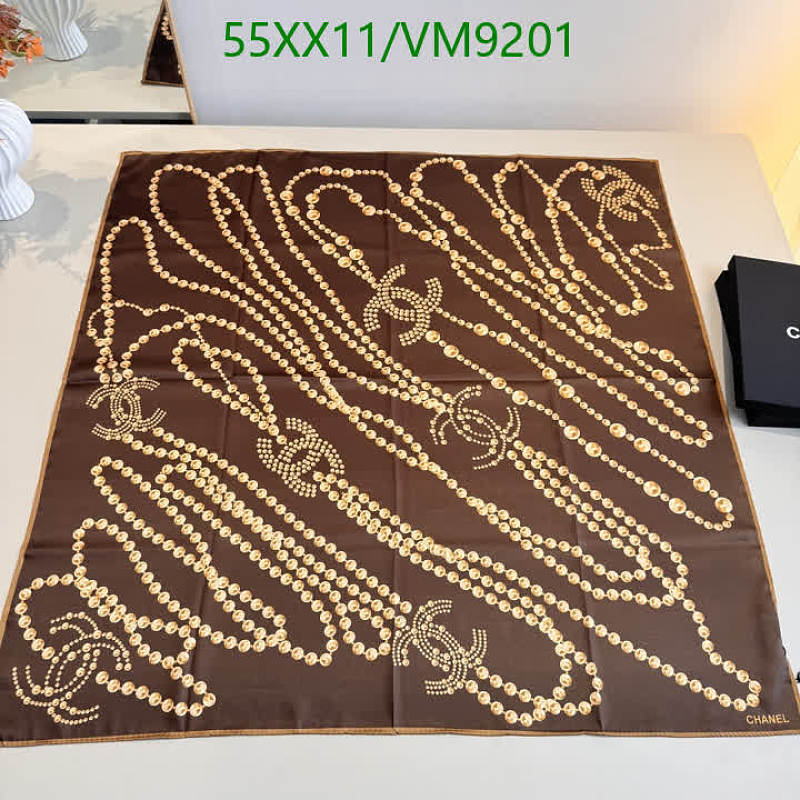 Chanel Silk Scarf 90x90CM Brown Pearl CC Logo Designer Square Scarf