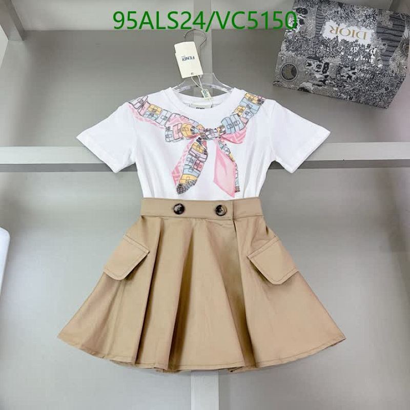 Fendi Kids' Charming Cotton T-Shirt & Skirt Set - Stylish & Comfortable