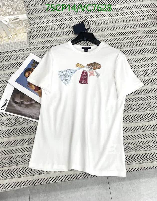 Louis Vuitton White Cotton T-Shirt with Unique Key & Tassel Print