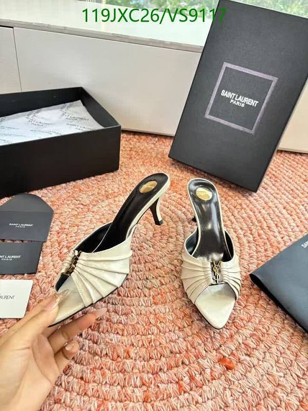 Yves Saint Laurent Women's Cream Leather Mule Heels