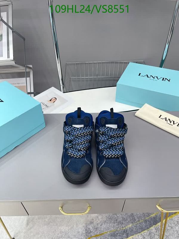 Lanvin Men's Blue Suede & Denim Low-Top Sneakers