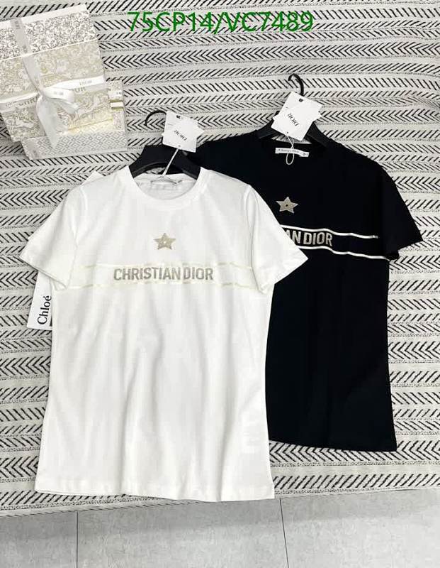 Christian Dior Cotton T-Shirt with Star Detail - Classic Black & White