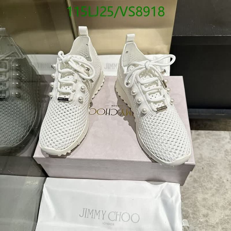 Jimmy Choo Women's White Pearl Embellished Knit Sneakers