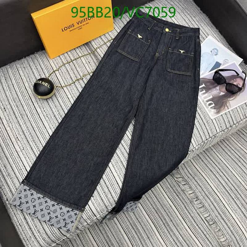 Louis Vuitton Women's Denim Wide-Leg Jeans with Monogram Cuffs