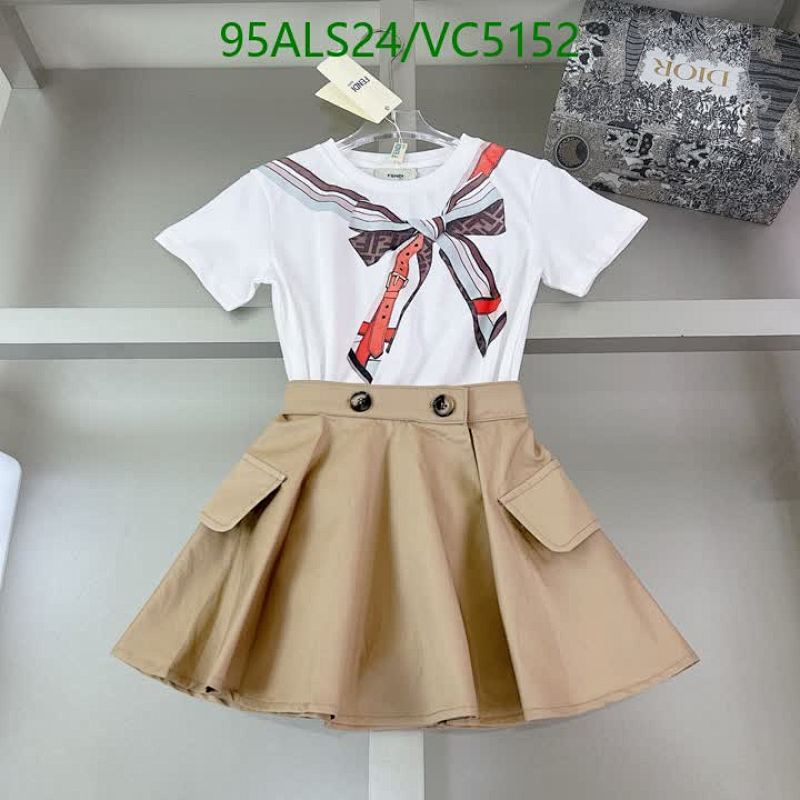 Fendi Kids' Stylish Cotton & Denim Outfit: T-Shirt & Skirt Set for Children