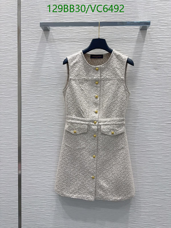 Louis Vuitton Sleeveless Monogram Mini Dress - Elegant Beige Polyester Fiber