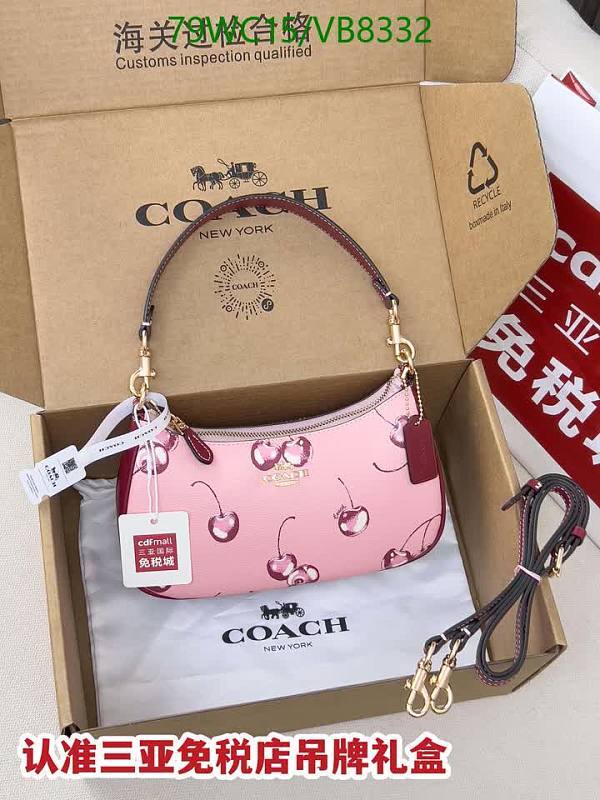 Coach Cherry Print Shoulder Bag - Pink PVC & Cowhide Leather