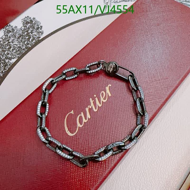 Cartier Elegant Chain Link Bracelet with Sparkling Accents - Rhodium Plated