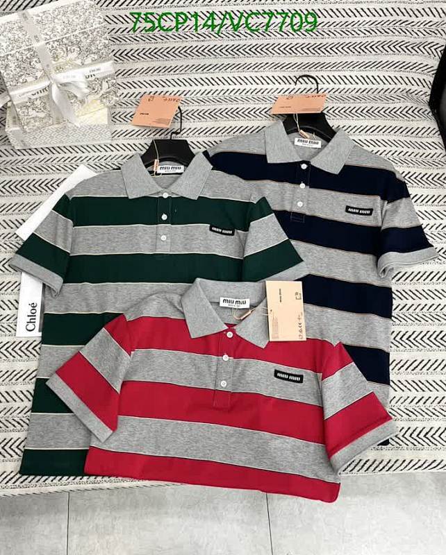 Miu Miu Striped Cotton Polo Shirts for Women - Comfortable Short Sleeve Tops