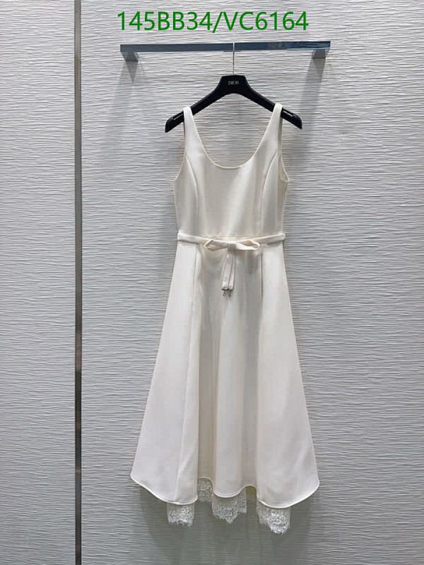 Dior Elegant White Sleeveless Dress with Lace Trim - Perfect for Spring/Summer
