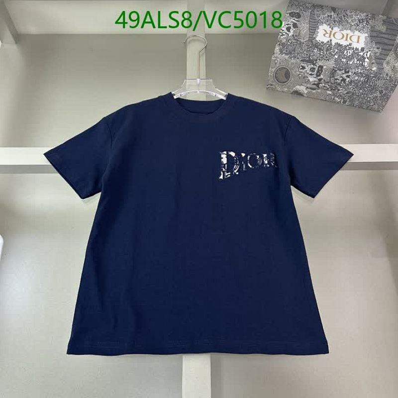 Dior Kids' Navy Blue Cotton T-Shirt with Signature Logo Print