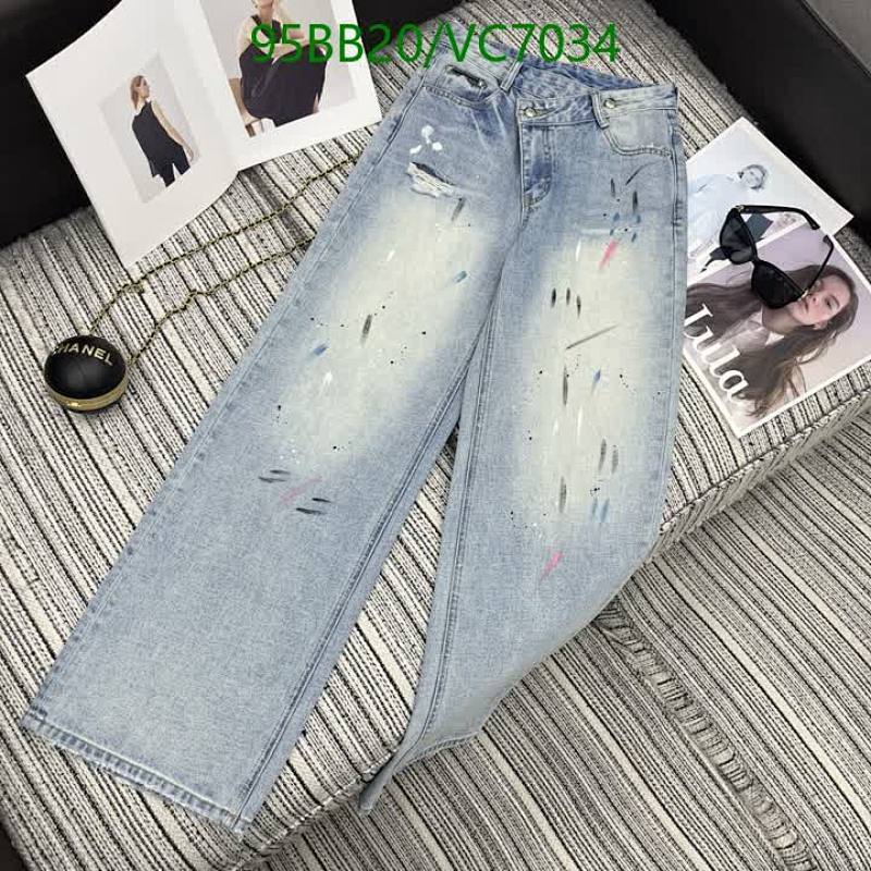 Ann Demeulemeester Women's Denim Jeans - Light Wash with Paint Splatter