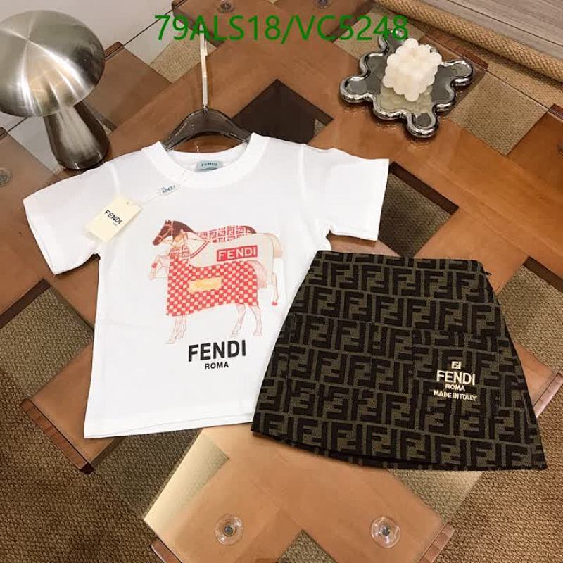 Fendi Kids' Horse Print Cotton T-Shirt & FF Logo Skirt Set for Stylish Children