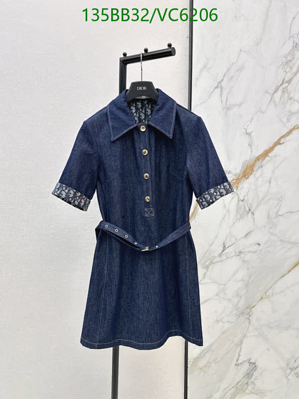 Dior Women's Denim Short-Sleeved Dress with Belt - Elegant & Casual Style