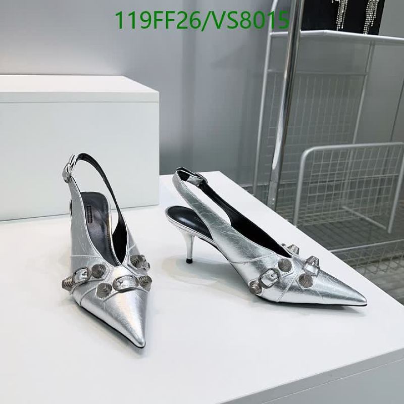 Balenciaga Women's Silver Leather Slingback Pointed Toe Heels