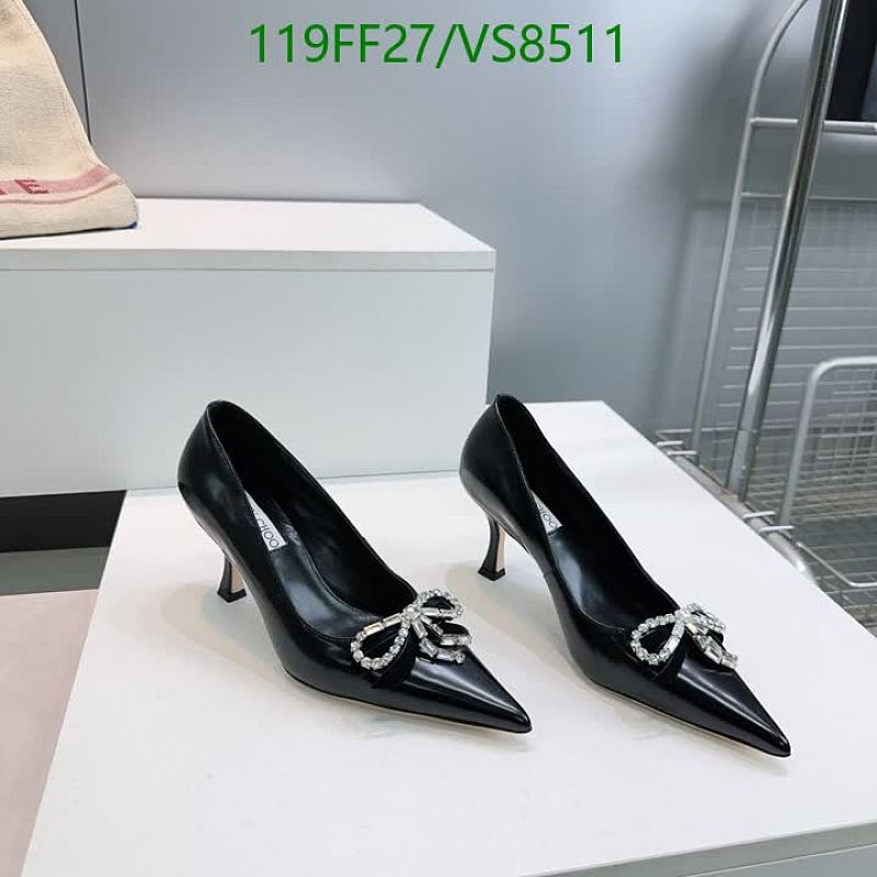 Jimmy Choo Women's Black Leather Pointed Toe Bow Heels