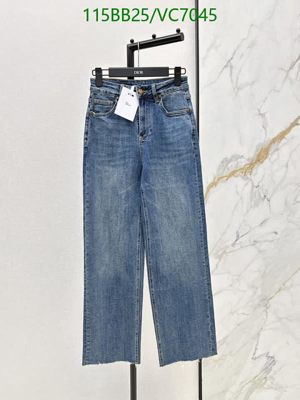 Dior Women's Denim Wide-Leg Jeans - Stylish Cropped Raw Hem Design