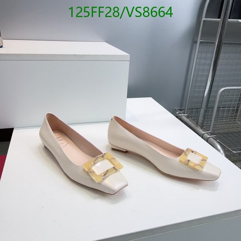 Roger Vivier Women's Ballet Flats - Cream Calf Leather, Square Buckle