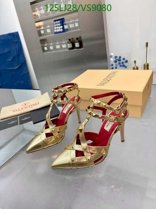 Valentino Women's Gold Studded Sheepskin Stiletto Heel Pumps