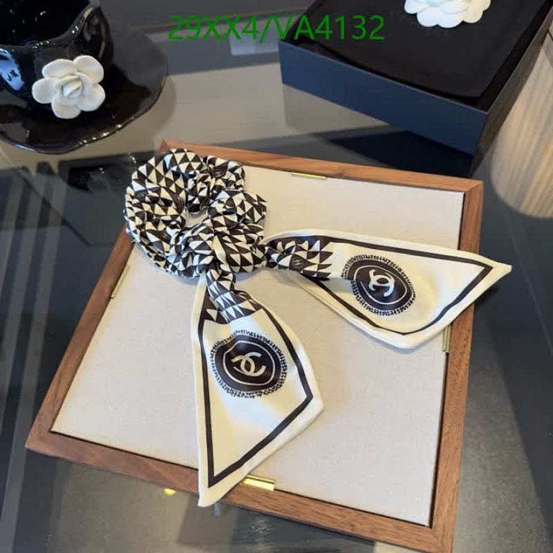 Chanel Luxury Hair Scrunchie with Ribbon - Elegant Black & White Design